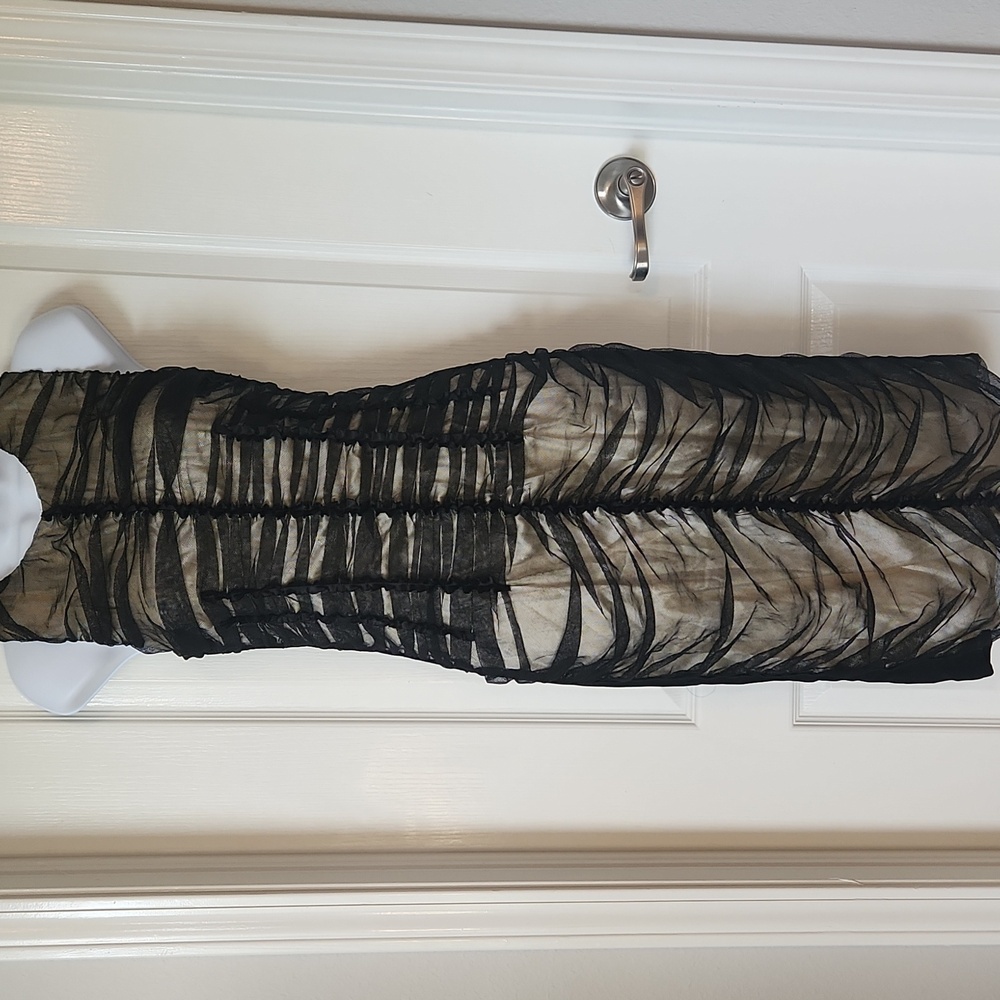 D&G Black Mesh Ruched Cocktail Dress